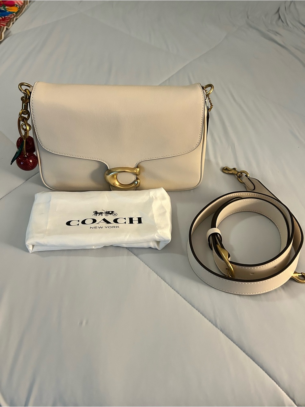 COACH Smooth Calf Leather Soft Tabby Shoulder Bag in Chalk EUC, worn once